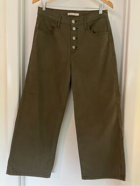 Levi’s Olive Night Green Mile High Cropped Wide Leg Pants 31x27